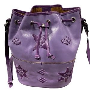 New💜Patricia Nash Brindisi Distressed Leather Drawstring bucket Tote Purple